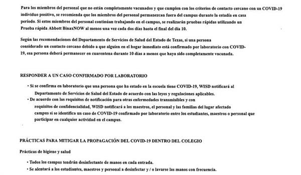 WISD Return to In-Person Instruction and Continuity of Services Plan 12-13-21_SPANISH